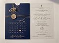Navy Blue Acrylic Wedding Invitation, Gold Foil Clear Card, Calendar Wedding Invite LunaInvites