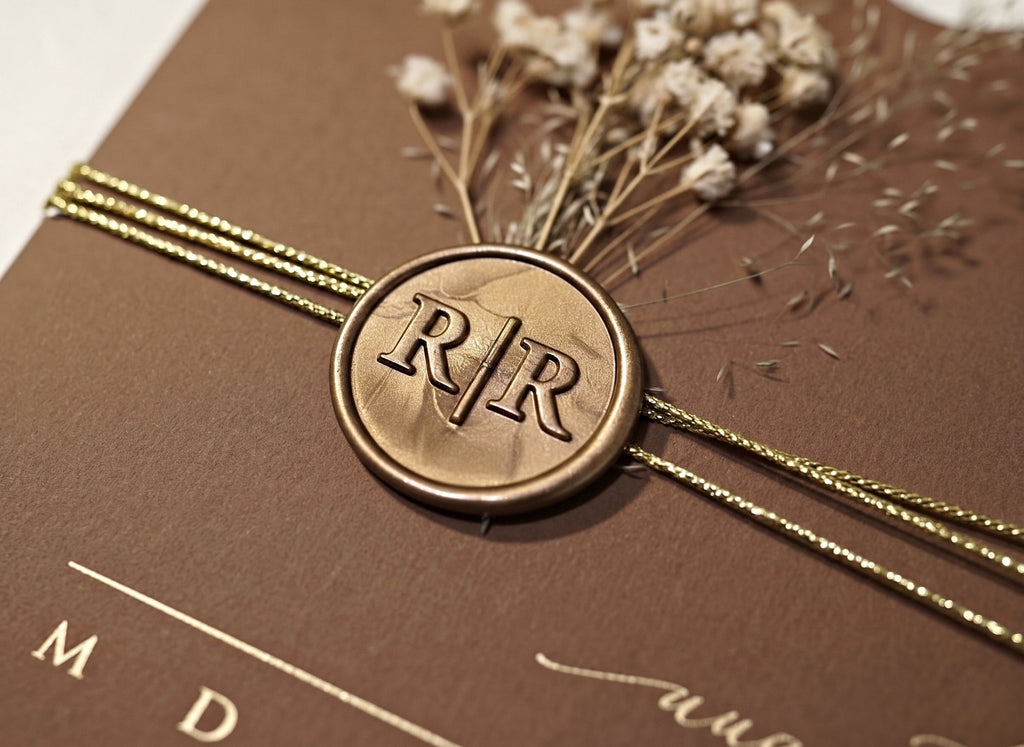 Brown Acrylic Wedding Invitation, Gold Foil Clear Card, Calendar Wedding Invite LunaInvites