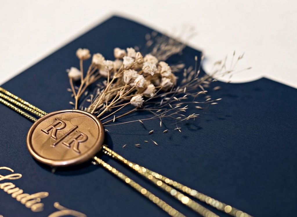 Navy Blue Acrylic Wedding Invitation, Gold Foil Clear Card, Calendar Wedding Invite LunaInvites