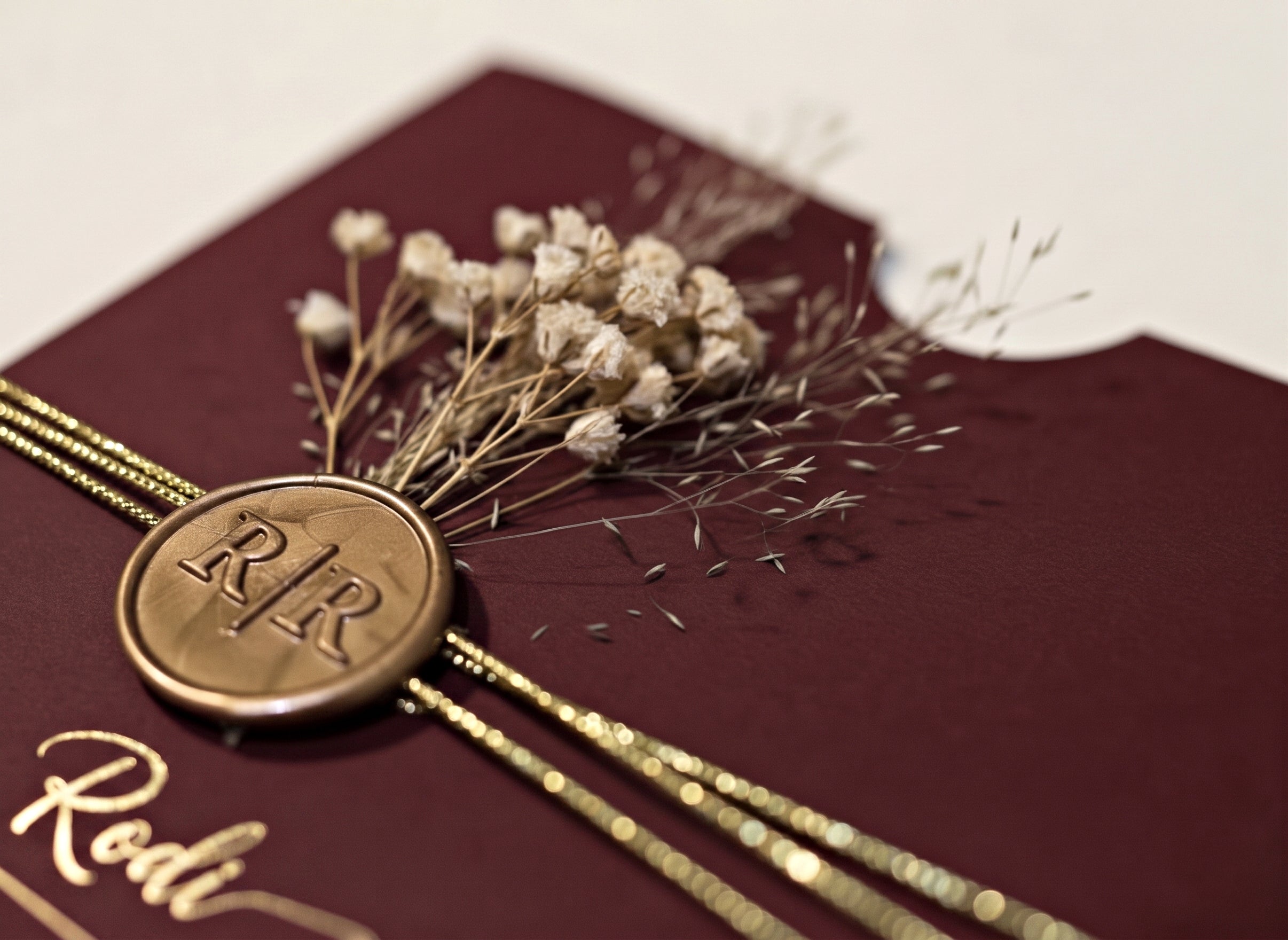 Burgundy Acrylic Wedding Invitation, Gold Foil Clear Card, Calendar Wedding Invite LunaInvites