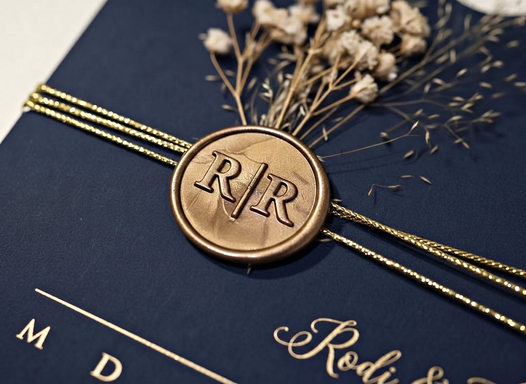 Navy Blue Acrylic Wedding Invitation, Gold Foil Clear Card, Calendar Wedding Invite LunaInvites