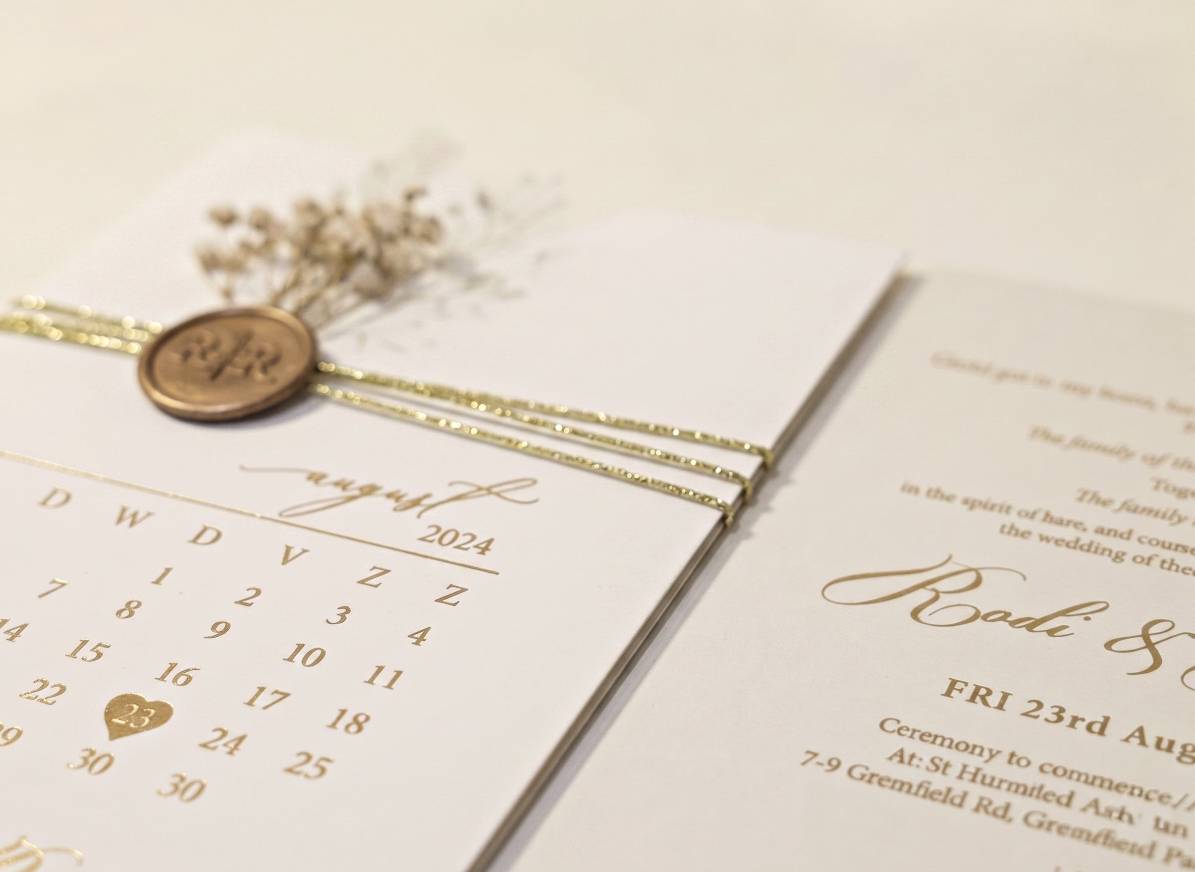 White Acrylic Wedding Invitation, Gold Foil Clear Card, Calendar Wedding Invite LunaInvites