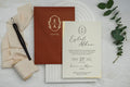 Terracotta Wedding Invitation Card with Gold Foil Details LunaInvites