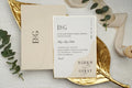 Minimal Beige Classic Wedding Invitation Card with Gold Frame LunaInvites