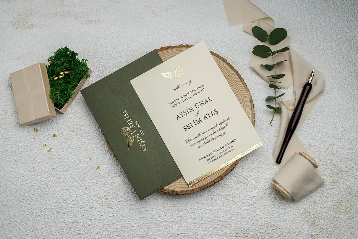 Wedding Invitation Set – Arch Card & Gold Foil Border | Elegant (Kopya) LunaInvites
