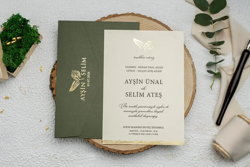 Wedding Invitation Set – Arch Card & Gold Foil Border | Elegant (Kopya) LunaInvites