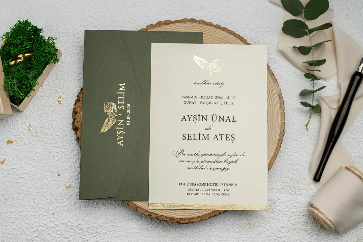 Wedding Invitation Set – Arch Card & Gold Foil Border | Elegant (Kopya) LunaInvites