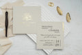 Minimalist Gold Foil Wedding Invitation with Elegant Tree Design LunaInvites