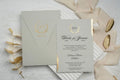 Gray Wedding Invitations with Gold Foil Monogram and Deckle Edge LunaInvites