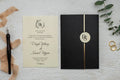 Black Gold Foil Wedding Invitation with Modern Botanical Design (Kopya) LunaInvites