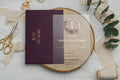 Burgundy Floral Acrylic Wedding Invitation – Clear Romantic Elegant Design LunaInvites