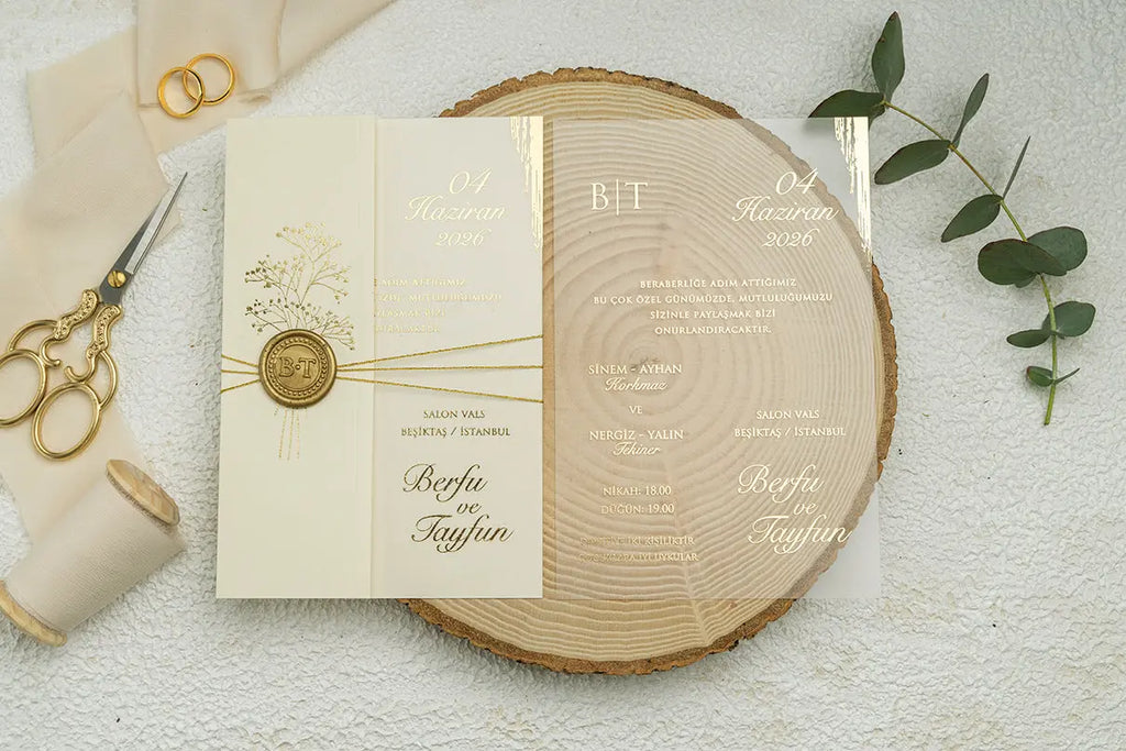 Acrylic Gold Foil Invitation with Elegant Transparent Design LunaInvites