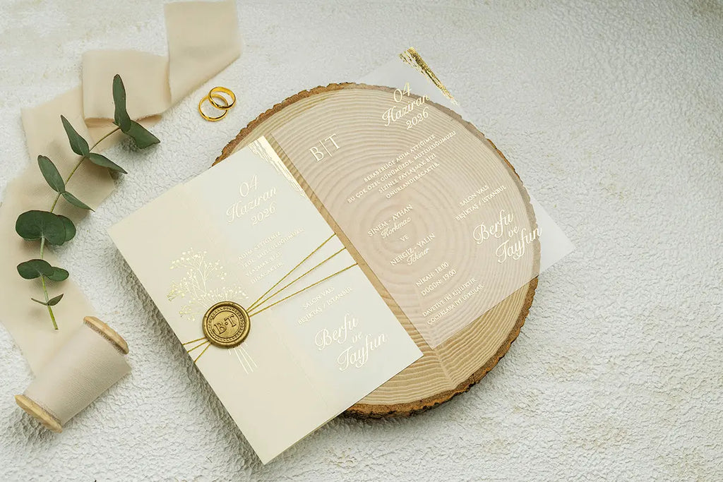 Acrylic Gold Foil Invitation with Elegant Transparent Design LunaInvites