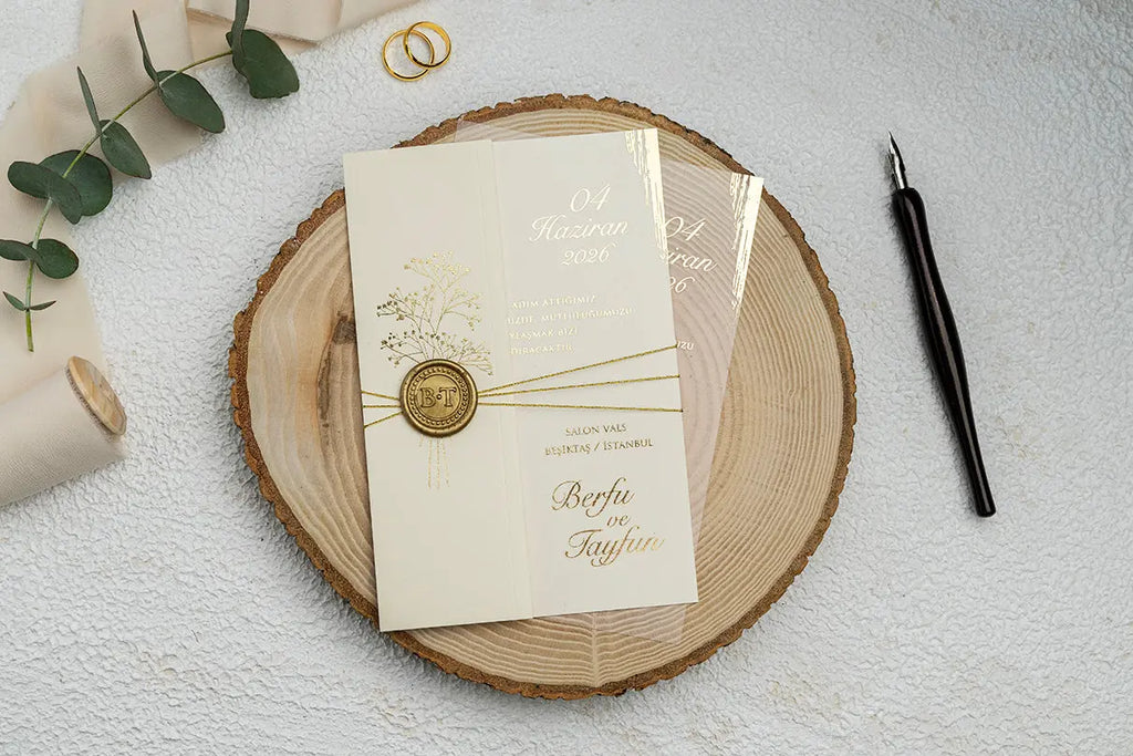Acrylic Gold Foil Invitation with Elegant Transparent Design LunaInvites
