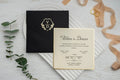 Gold Foil Wedding Invitation with Black Envelope and Monogram Design LunaInvites