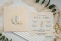 Purple Wedding Invitation Set with Crest Date Design on Premium Paper (Kopya) LunaInvites