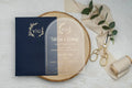 Arch Acrylic Wedding Invitation with Navy Envelope – Modern Elegant Design LunaInvites