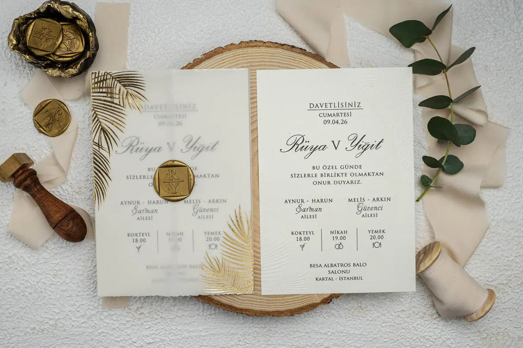 Wax Seal Wedding Invitation with Blush Envelope and Deckle Edge Card (Kopya) LunaInvites