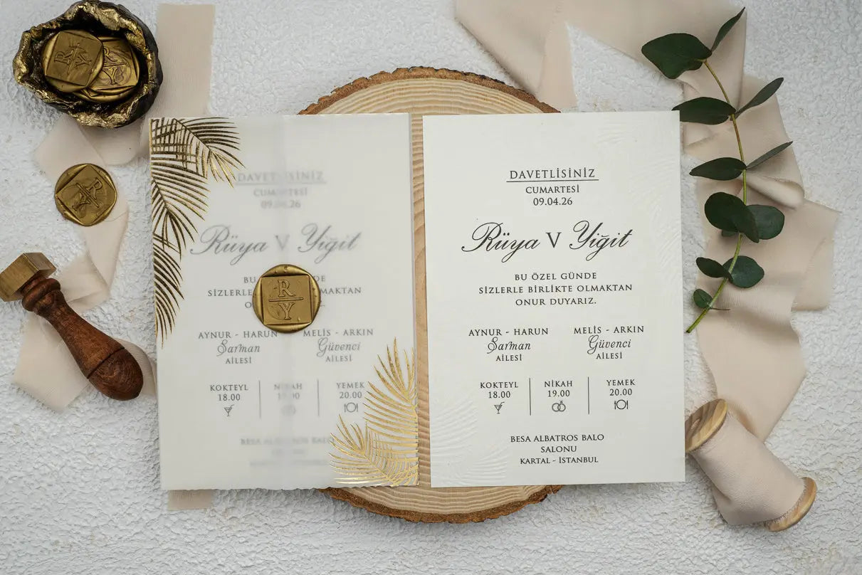 Wax Seal Wedding Invitation with Blush Envelope and Deckle Edge Card (Kopya) LunaInvites