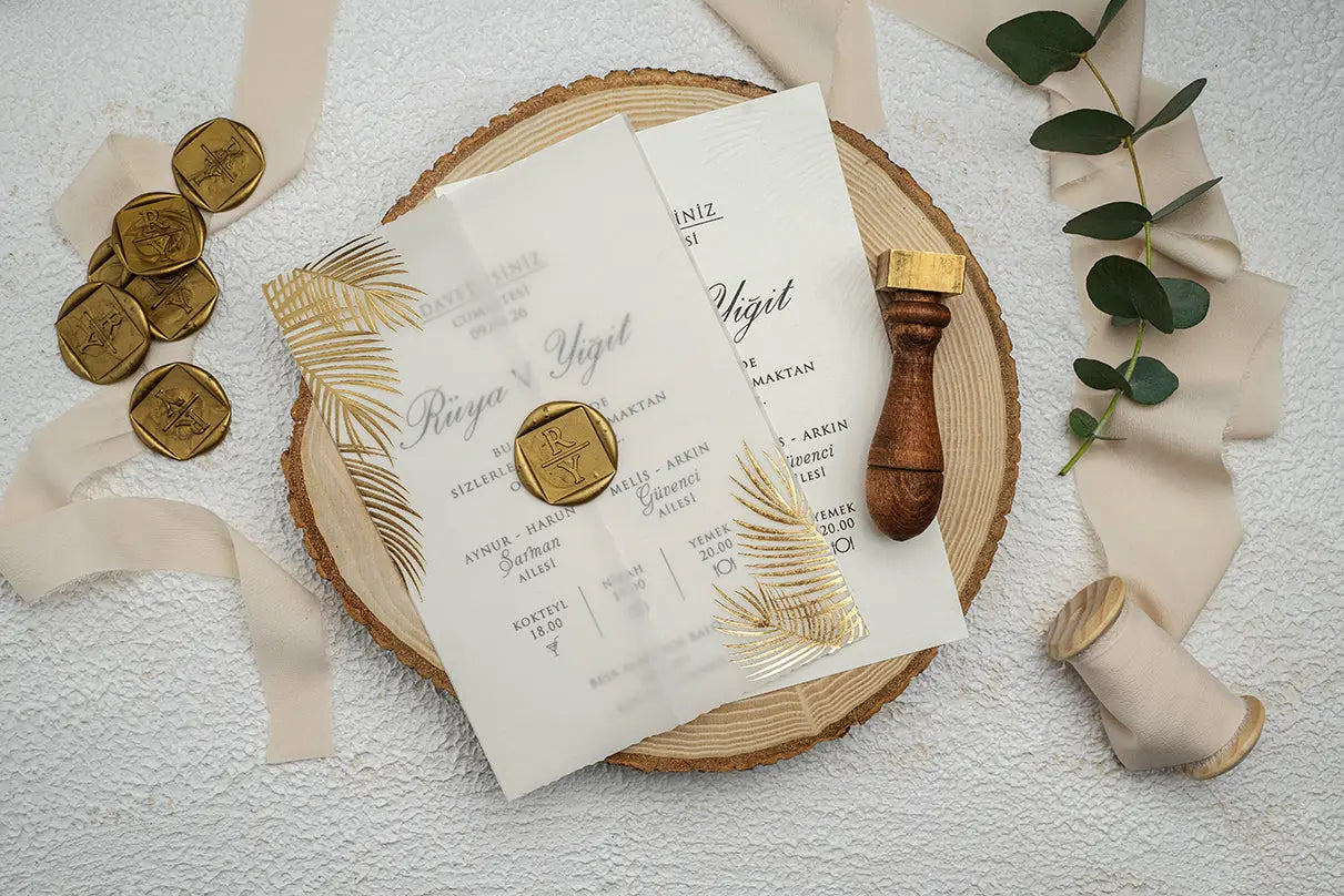 Wax Seal Wedding Invitation with Blush Envelope and Deckle Edge Card (Kopya) LunaInvites