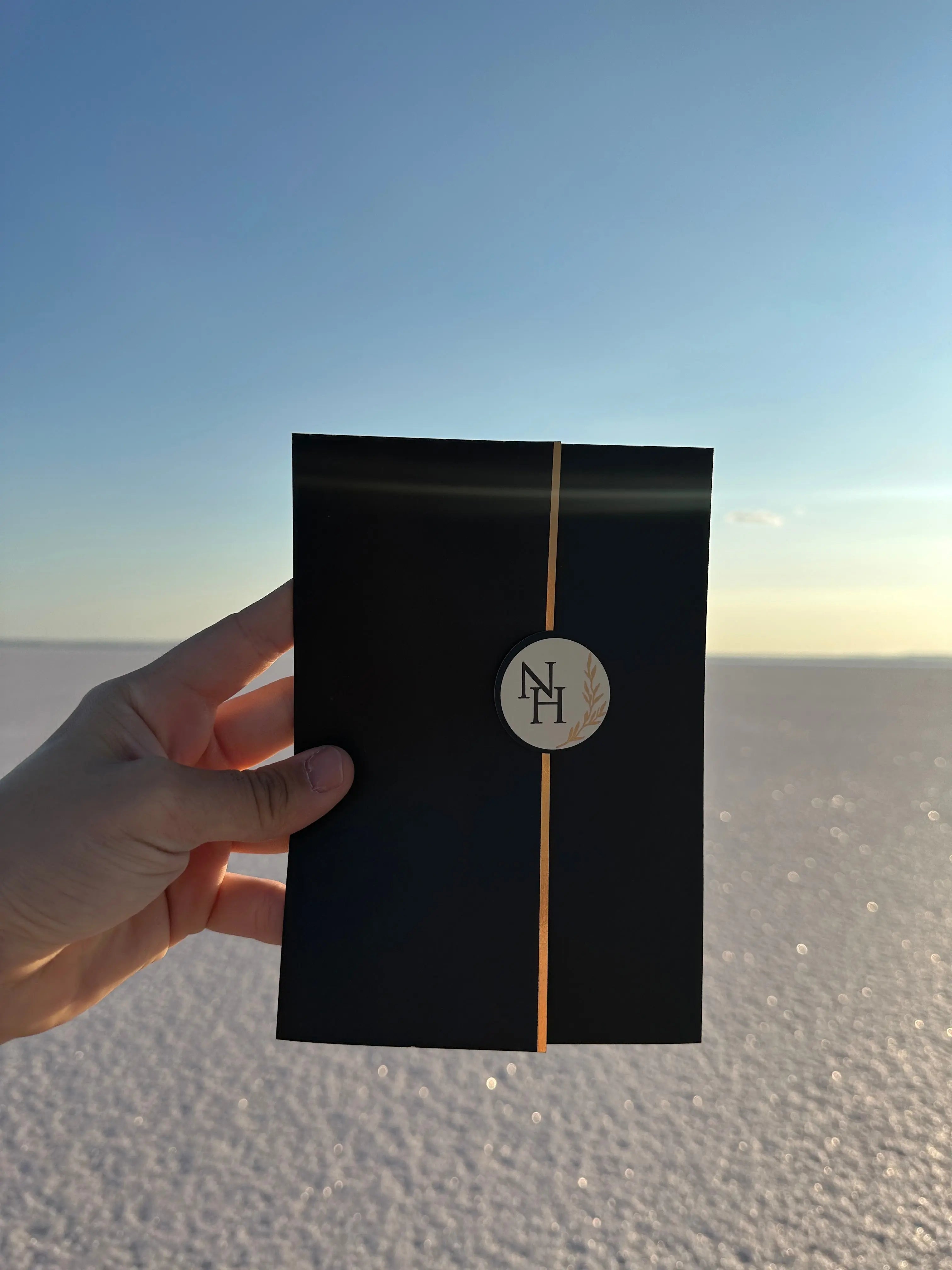 Elegant Wedding Invitation with Black Pocket Folder & White Insert LunaInvites