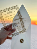 Clear Acrylic Wedding Invitation with Gold Foil & White Envelope (Kopya) LunaInvites
