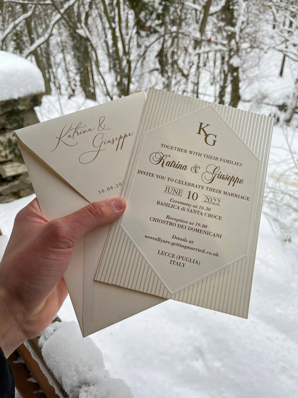 Elegant Wedding Invitation with Ivory Envelope – Classic Minimal Design LunaInvites