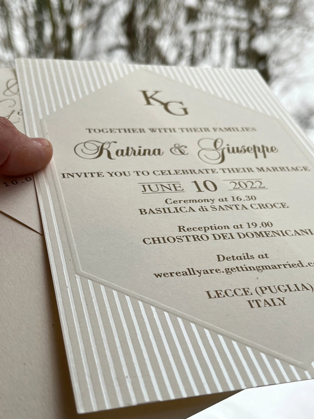 Elegant Wedding Invitation with Ivory Envelope – Classic Minimal Design LunaInvites