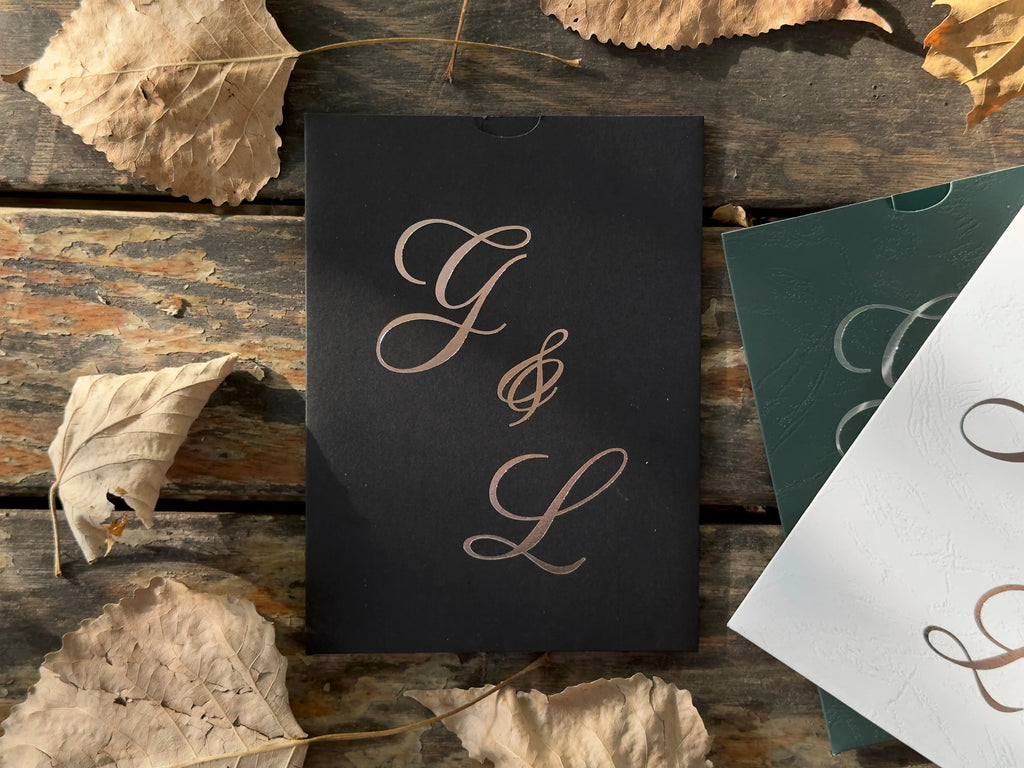 Frosted Acrylic Wedding Invitation with Gold Baroque Pocket & Wax Seal (Kopya) LunaInvites