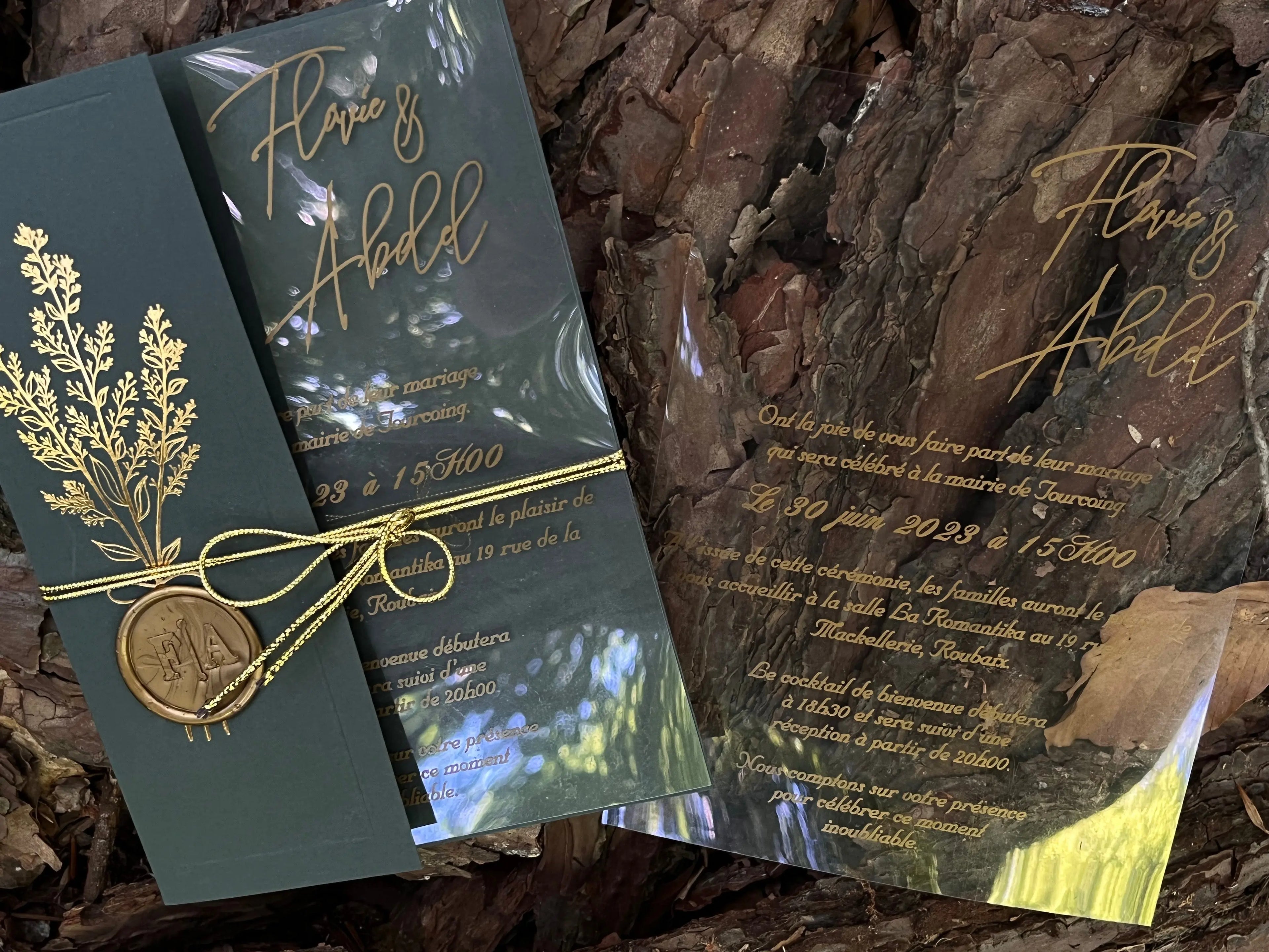 Black Pocket Wedding Invitation with Vellum Overlay and Silver Wax Seal (Kopya) LunaInvites