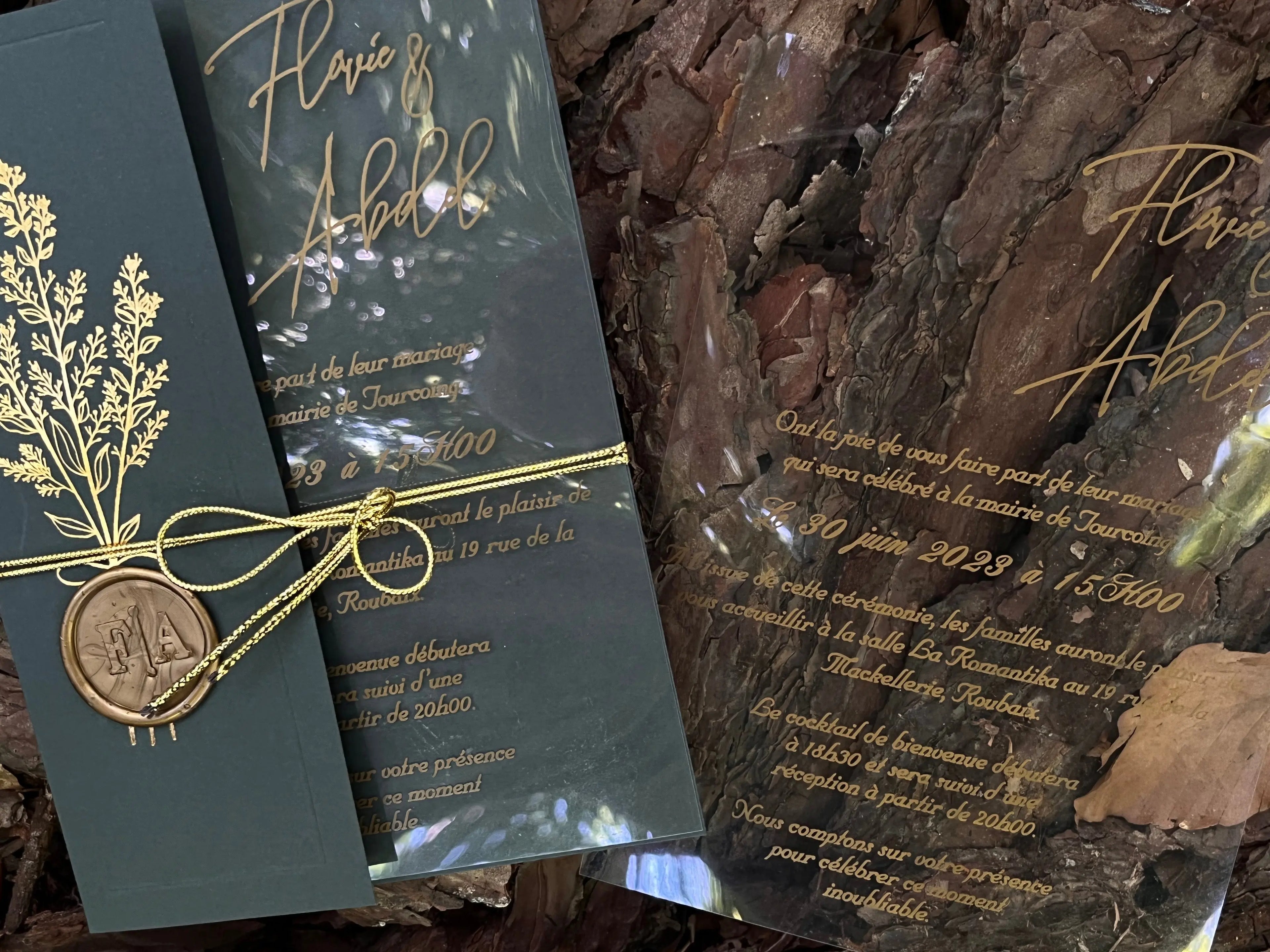 Black Pocket Wedding Invitation with Vellum Overlay and Silver Wax Seal (Kopya) LunaInvites