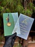 Clear Acrylic Wedding Invitation with Gold Print, Green Envelope & Wax Seal - LunaInvites