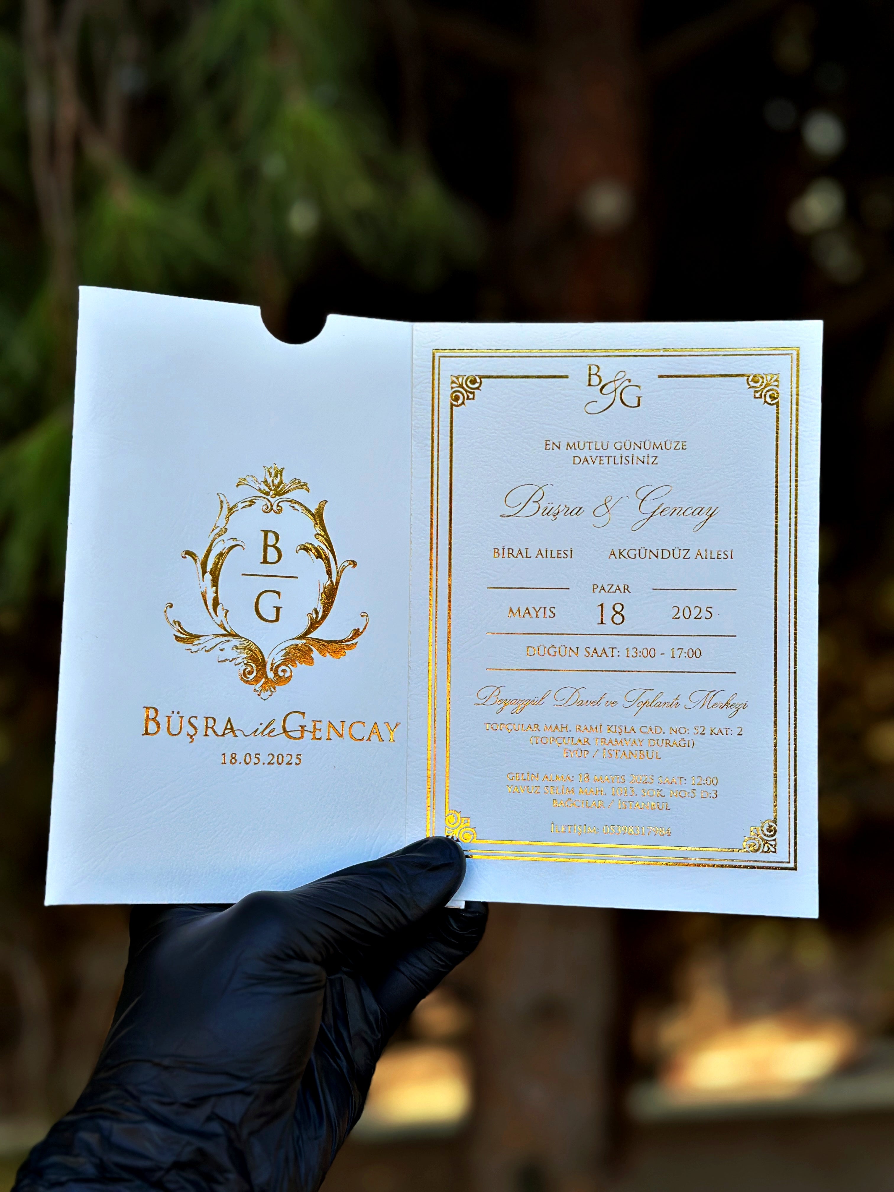 Gold Foil Wedding Invitation with White Card & Elegant Frame - LunaInvites