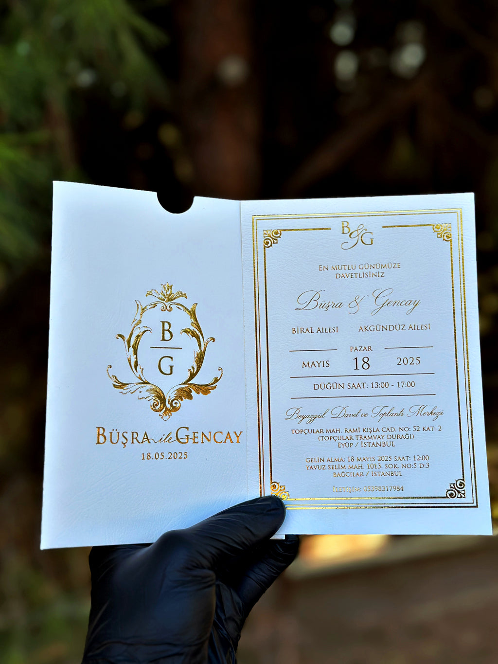 Gold Foil Wedding Invitation with White Card & Elegant Frame - LunaInvites
