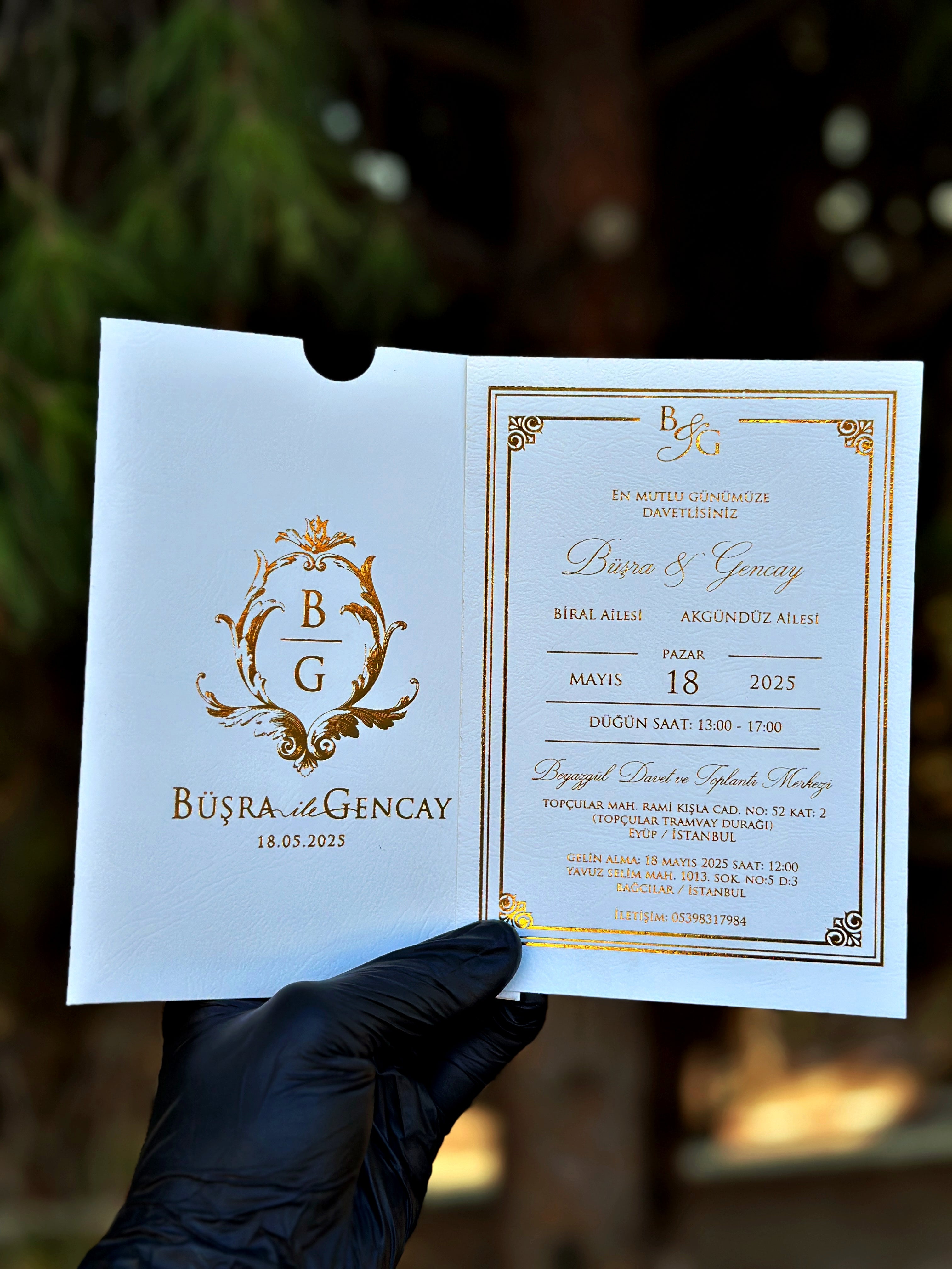 Gold Foil Wedding Invitation with White Card & Elegant Frame - LunaInvites