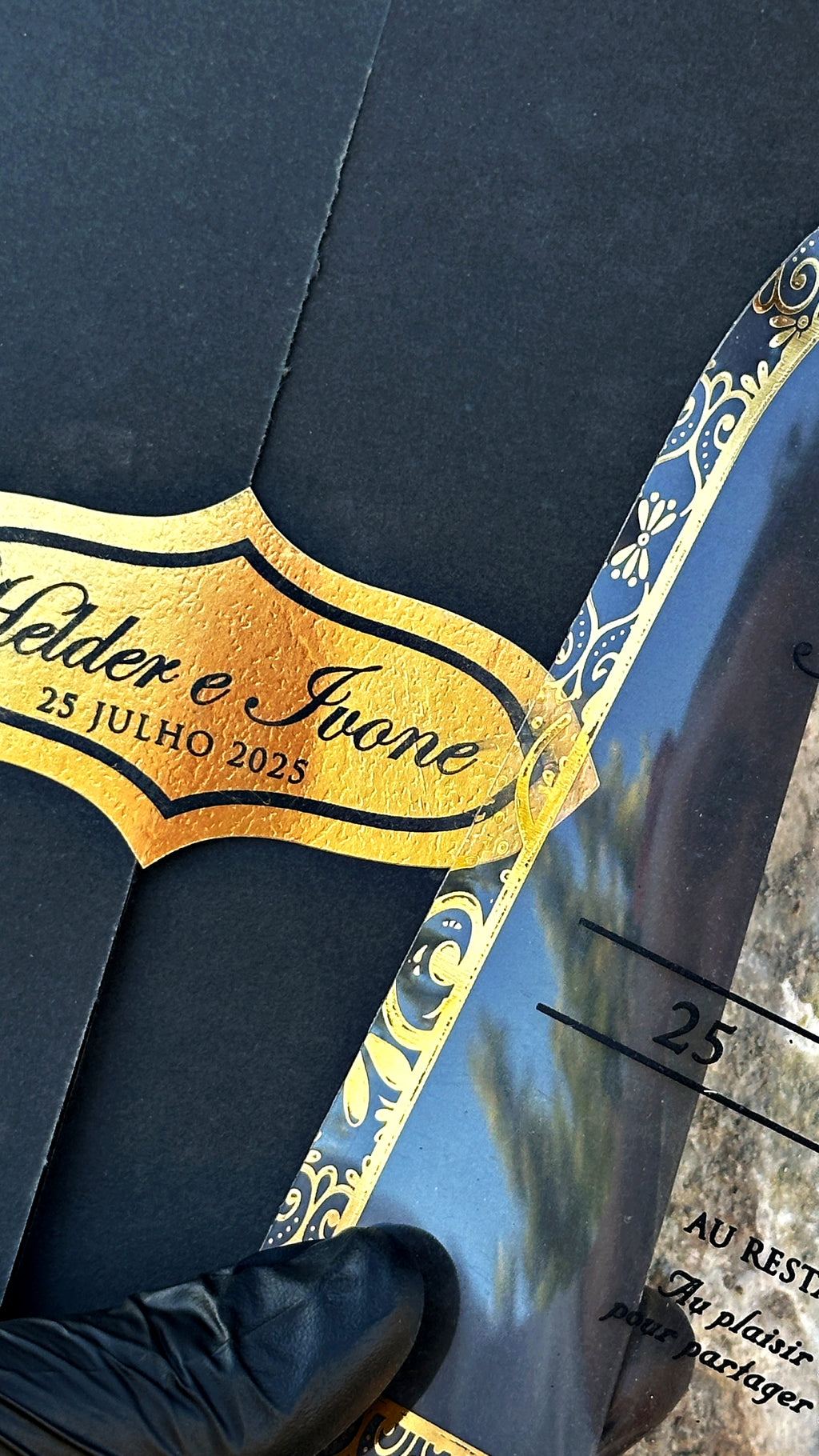 Acrylic Arch Wedding Invitation with Black Envelope & Gold Foil - LunaInvites