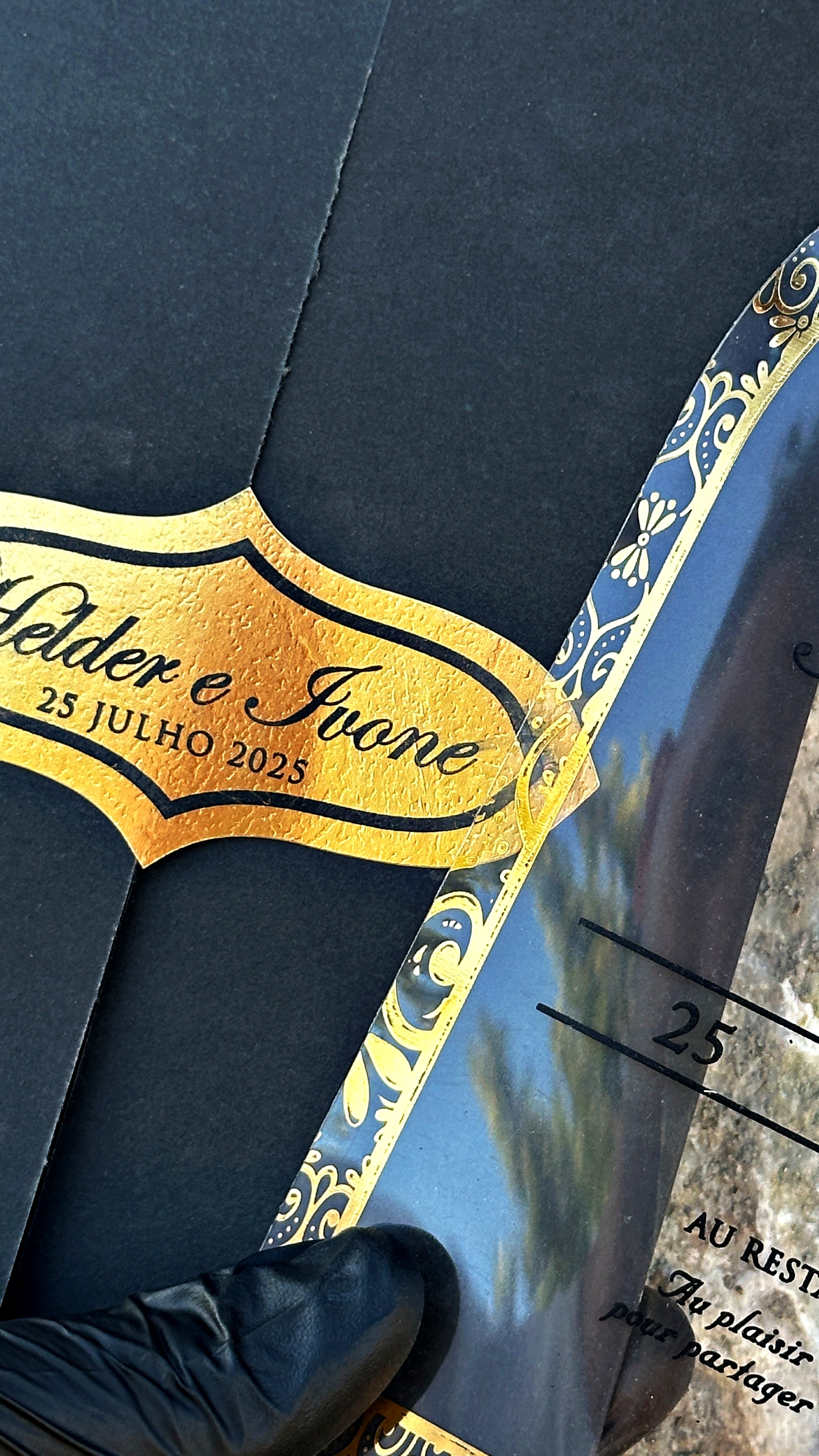 Acrylic Arch Wedding Invitation with Black Envelope & Gold Foil - LunaInvites
