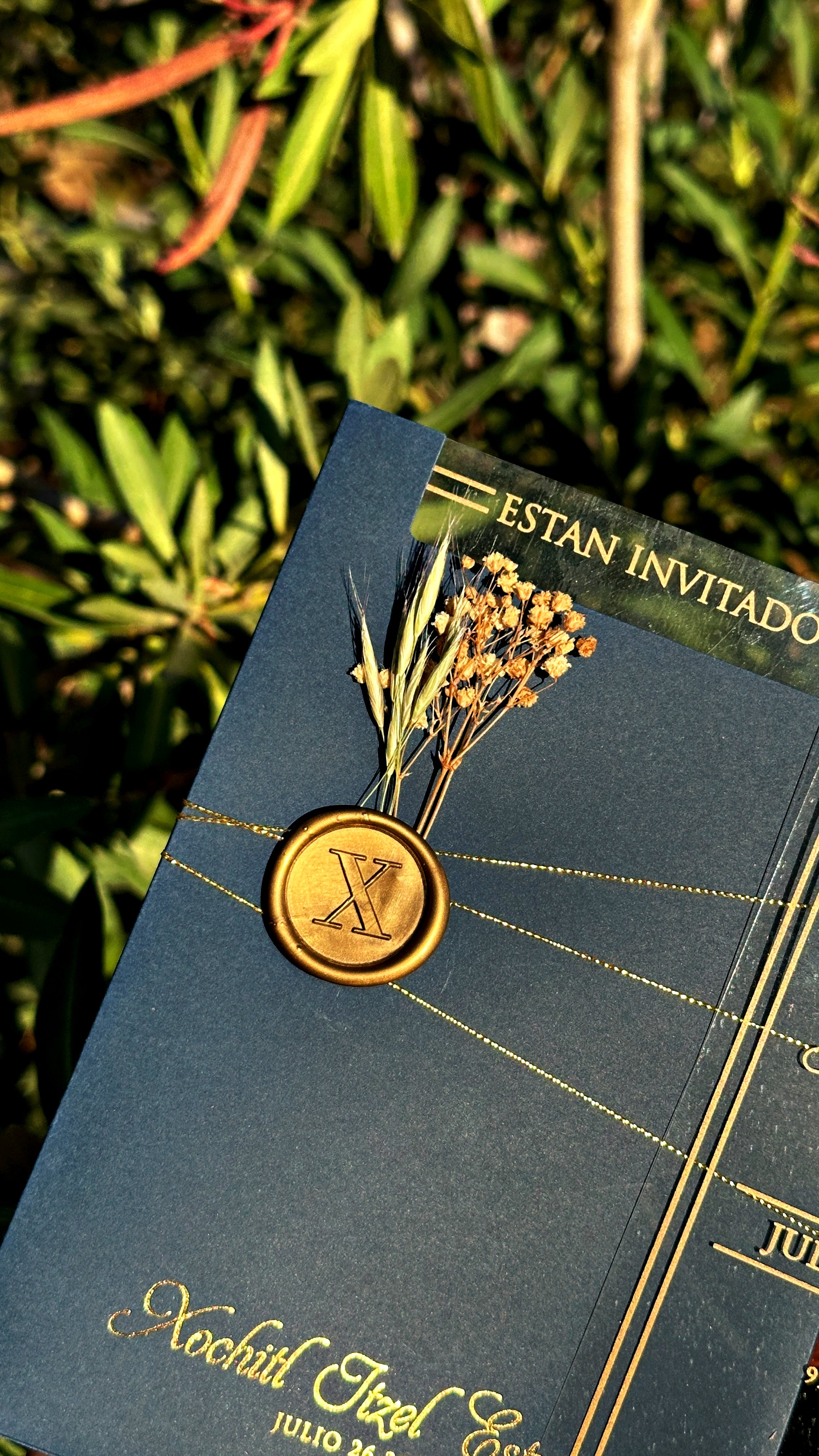 Quinceañera Acrylic Invitation with Gold Foil & Wax Seal - LunaInvites