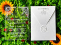 Clear Acrylic Wedding Invitation with White Print, White Envelope & Silver Details - LunaInvites