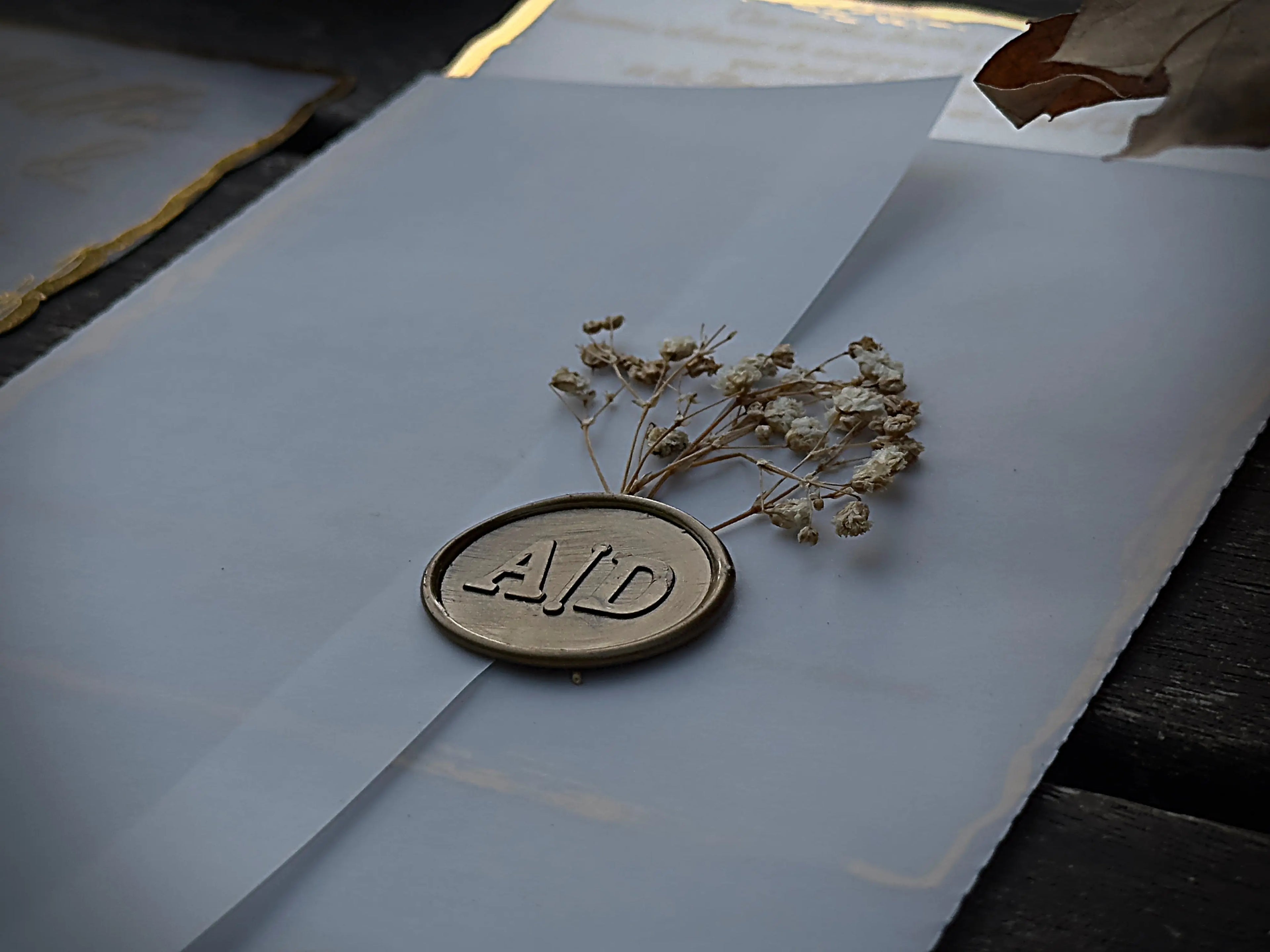 Frosted Acrylic Wedding Invitation with Gold Foil & Vellum Wrap LunaInvites