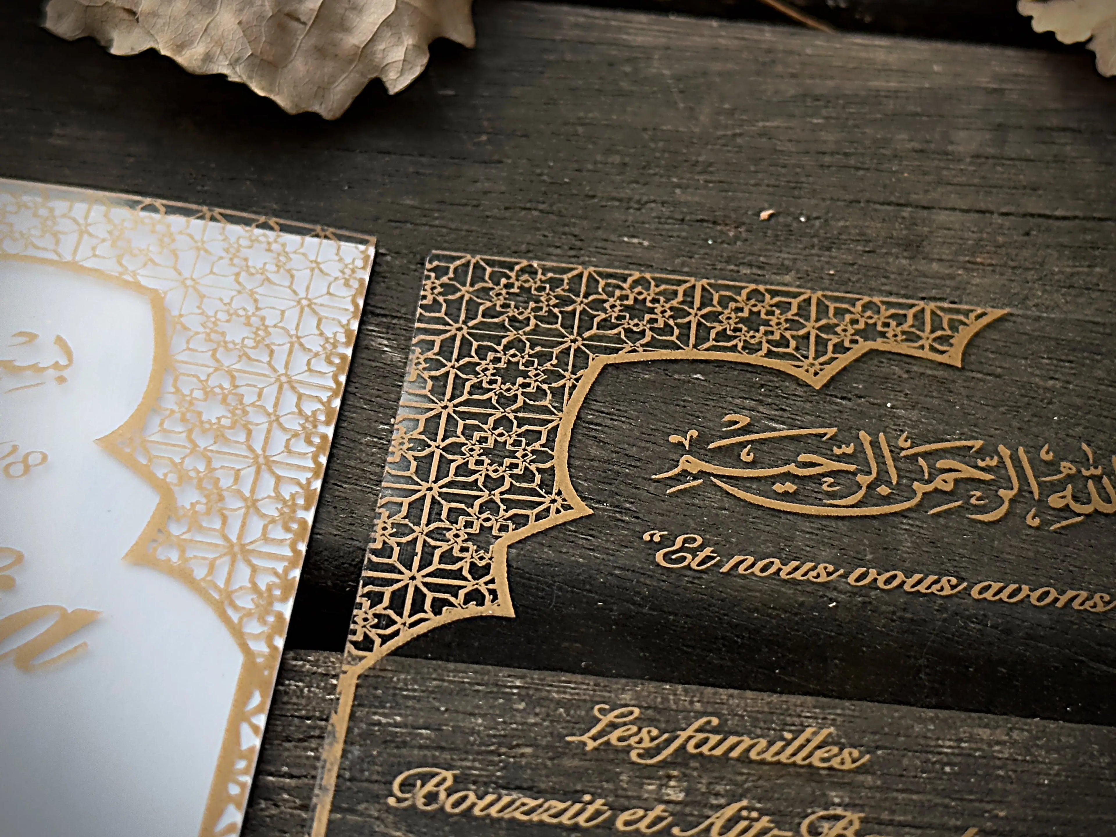 Clear Acrylic Wedding Invitation with Gold Floral Envelope & Wax Seal LunaInvites