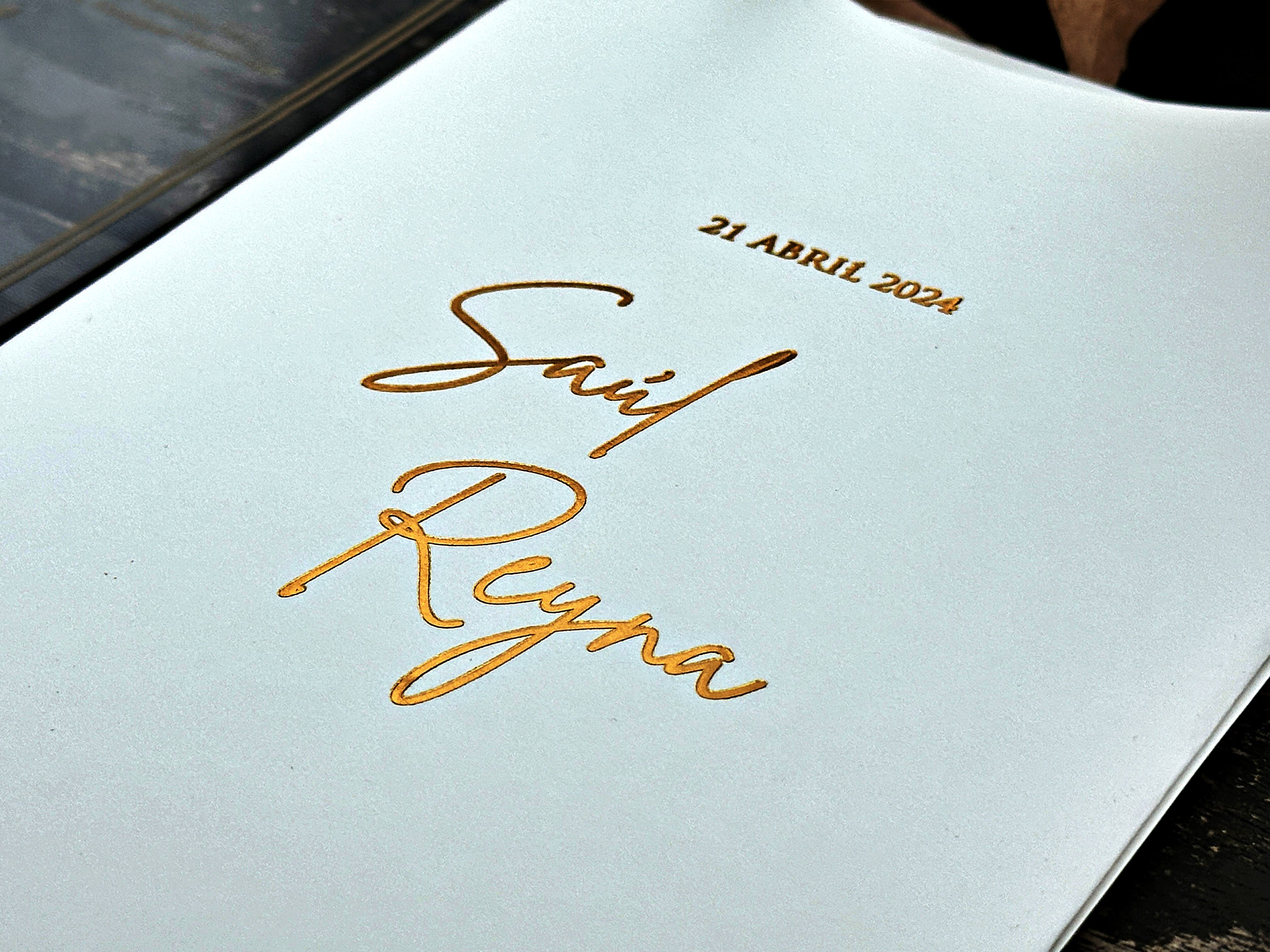 Clear Acrylic Wedding Invitation with Gold Foil & White Envelope - LunaInvites