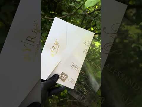 Clear Acrylic Wedding Invitations with Gold Foil & Cream Envelope