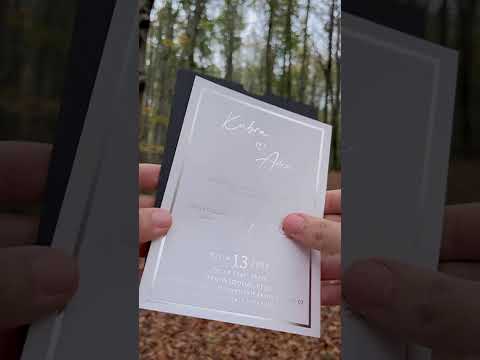 Black Wedding Invitation with Silver Print and Minimal Paper Card