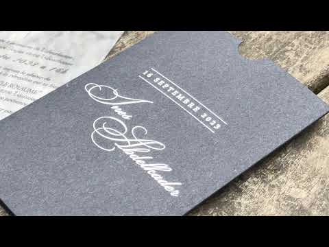 Clear Acrylic Wedding Invitation with Black Print & Black Envelope