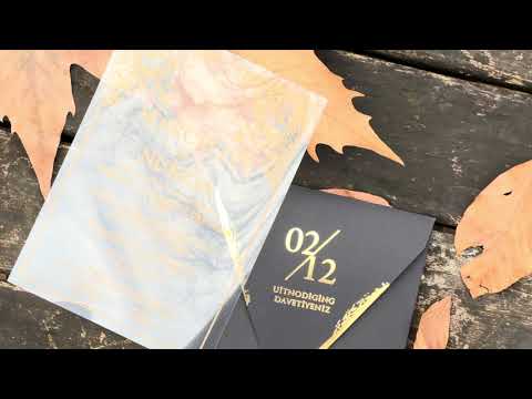 Clear Acrylic Wedding Invitation with Black Envelope, Gold Foil & Pink Wax Seal