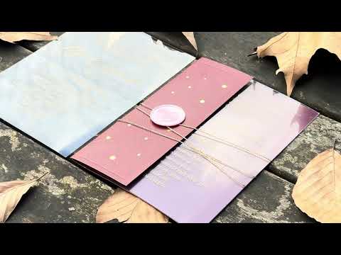 Clear Acrylic Wedding Invitation with Gold Print, Burgundy Envelope & Pink Wax Seal