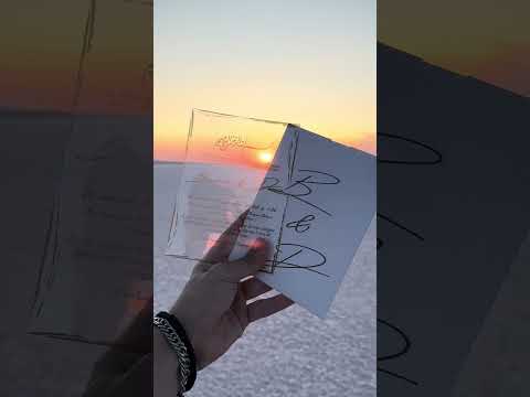 Clear Acrylic Wedding Invitation with Gold Foil & White Envelope