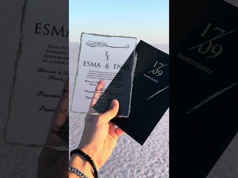 Frosted Acrylic Wedding Invitation with Black Print & Black Envelope