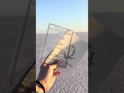 Clear Acrylic Wedding Invitation with Gold Foil & White Envelope